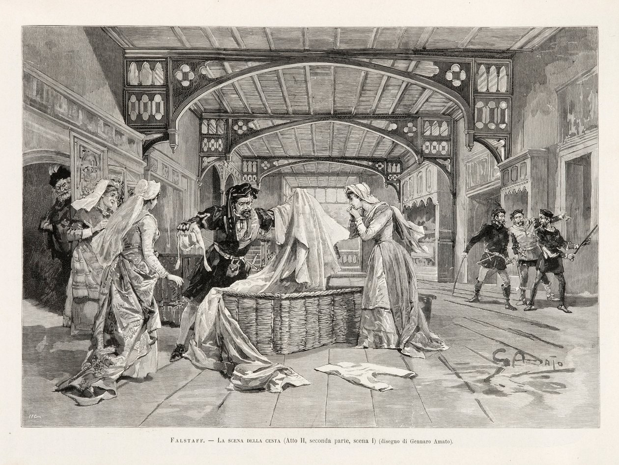 Kohtaus Giuseppe Verdin oopperan Falstaff korista (II näytös, osa 2, kohtaus I), L
