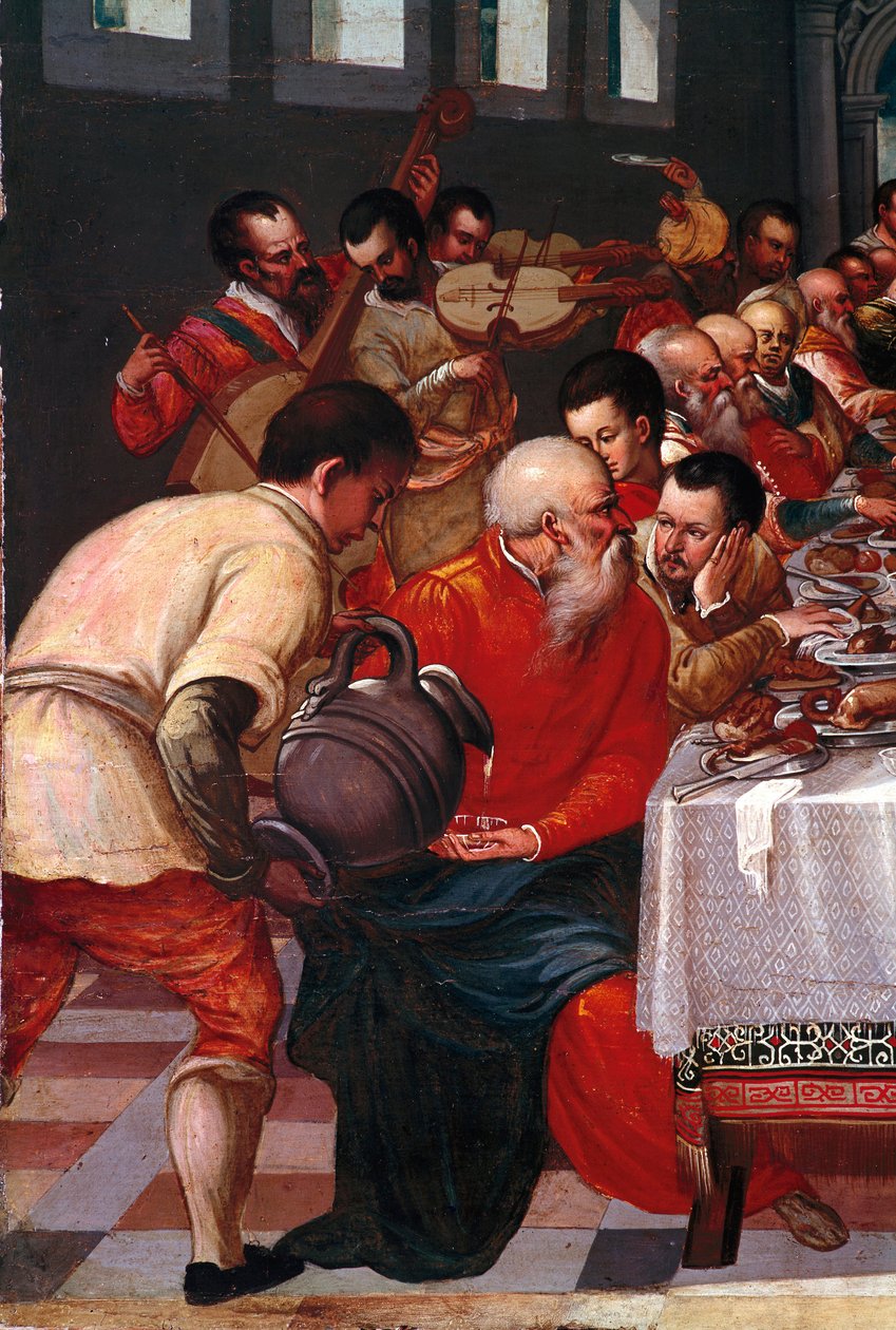 Cana Detailin häät. Anonyymi maalaus venetsialaisesta koulusta. 1500-luvun aurinko. 85x118 cm venise, Correr-museo tekijältä Italian School