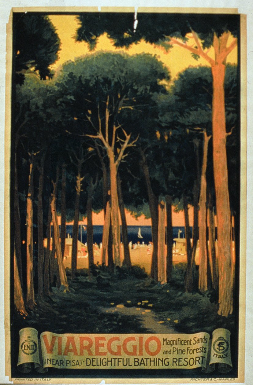 "Viareggio", kustantaja Richter ja Co., Pisa, Italia (värilitra). tekijältä Italian School