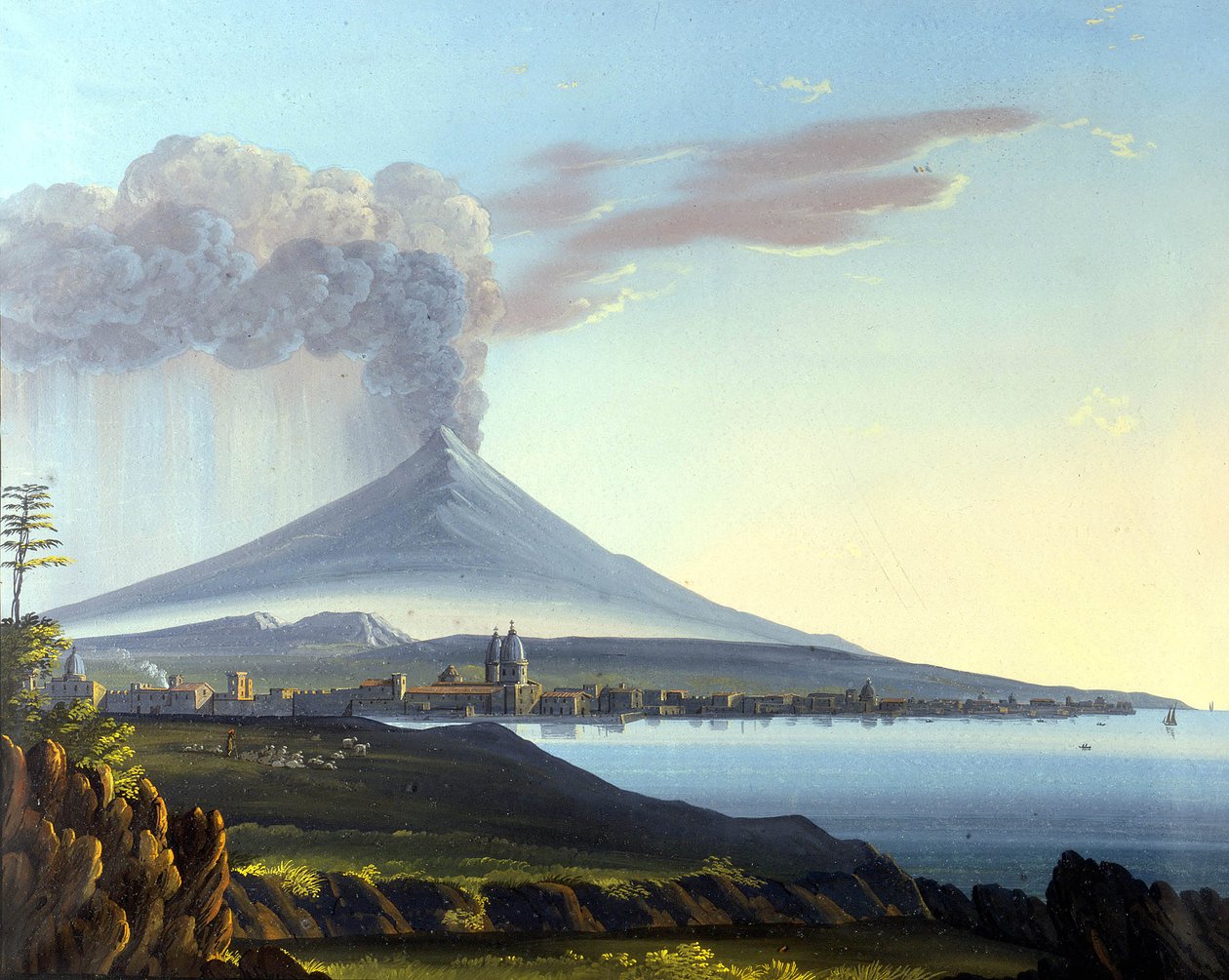Näkymä purkautuvalle Etna-vuorelle tekijältä Italian School
