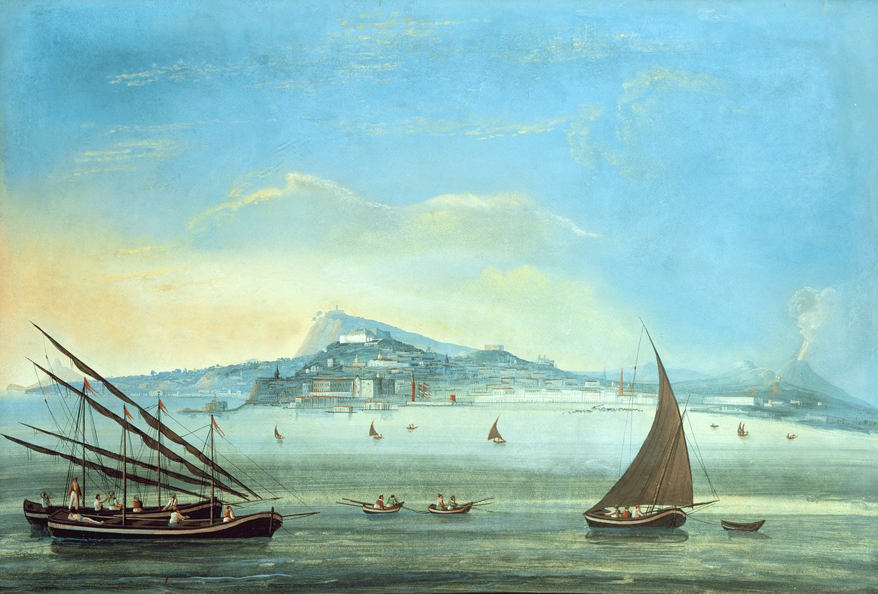 Näkymä Napoliin (guassi paneelissa) (katso myös 207963, 207965, 207966) tekijältä Italian School