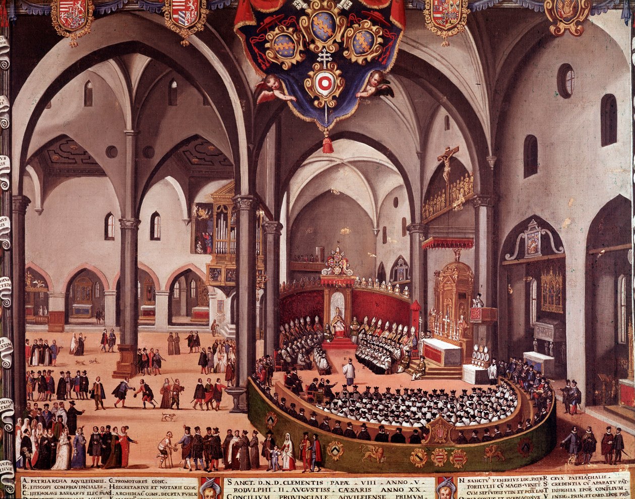 Näkymä Aquilean kirkolliskokouksesta vuonna 1596 (Aquileian neuvosto tekijältä Italian School