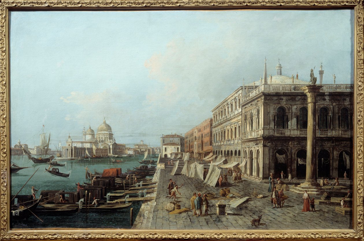 Näkymä myyrästä Zeccan edessä Venetsiassa 1700-luvulla. Nimetön maalaus italialaisesta koulusta. Nantes, Kuvataidemuseo tekijältä Italian School
