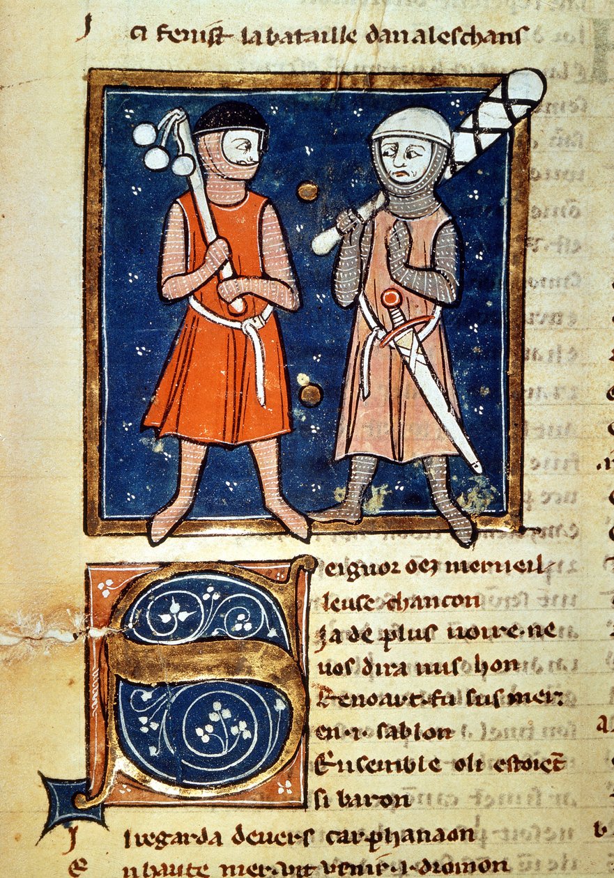 Soturien mailojen käsivarret - 1200-luvun käsikirjoituksessa "" Williamin kolikot". biblioteca Trivulziana. Milano tekijältä Italian School