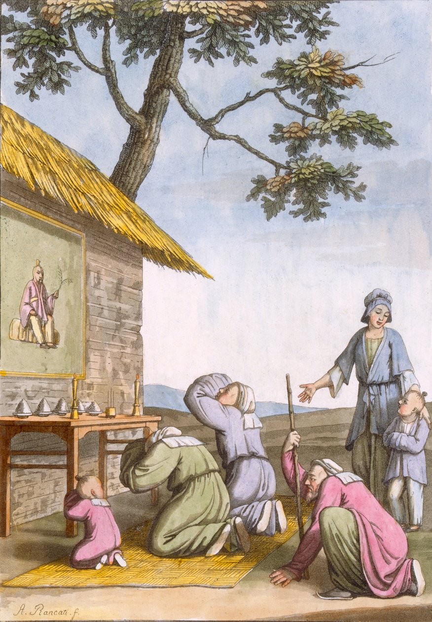 Wayside taolainen pyhäkkö maaseudulla, Giulio Ferrarion Costume dei..., n. 1820-30-luvulta tekijältä Italian School