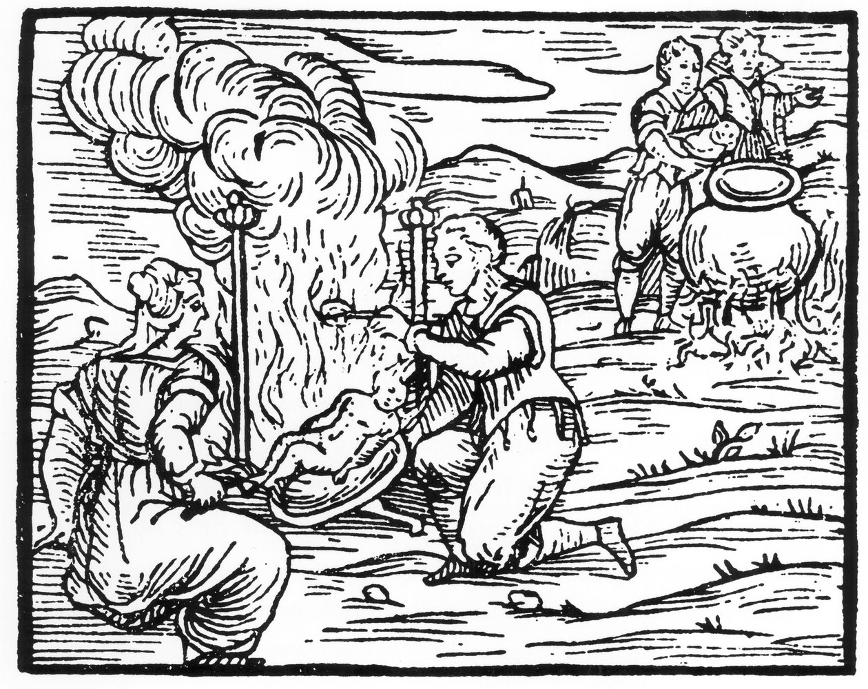 Noidat paistavat ja keittävät vauvoja, kopio Fr M Guacciuksen, Milano 1608, Compendium Maleficarum -kuvasta, käytetty History of Magicissa, julkaistu 1800-luvun lopulla tekijältä Italian School