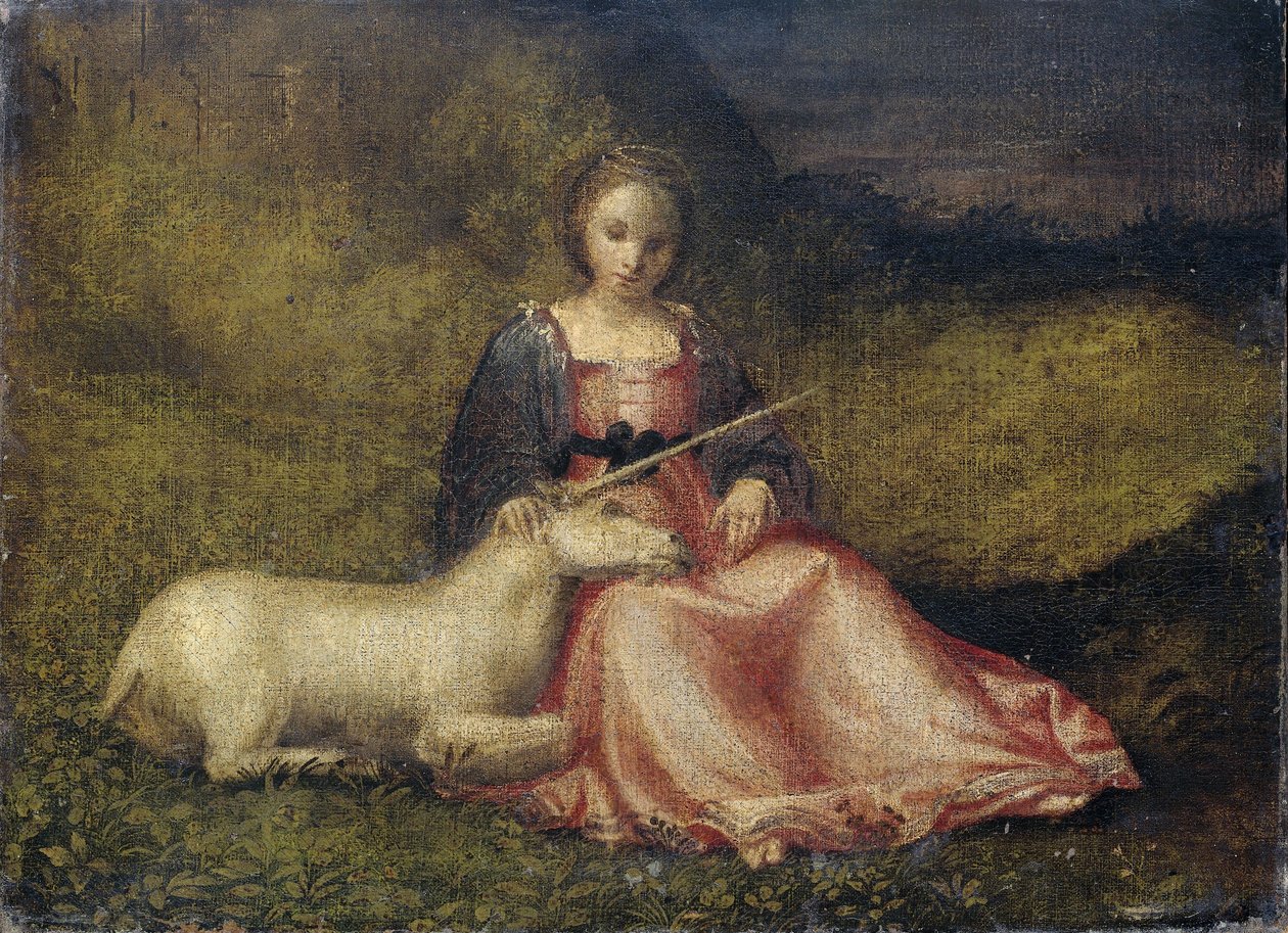 "Nainen yksisarvisen kanssa, nimetön, n. 1510 tekijältä Italian School