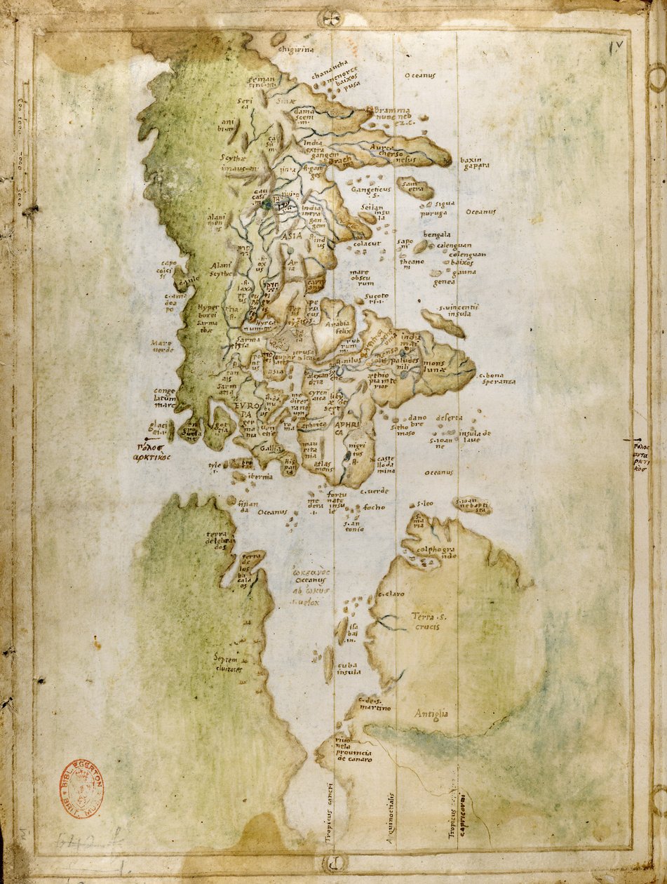Maailmankartta, Portolan atlas, Vesconte de Maggiolo tekijältä Italian School