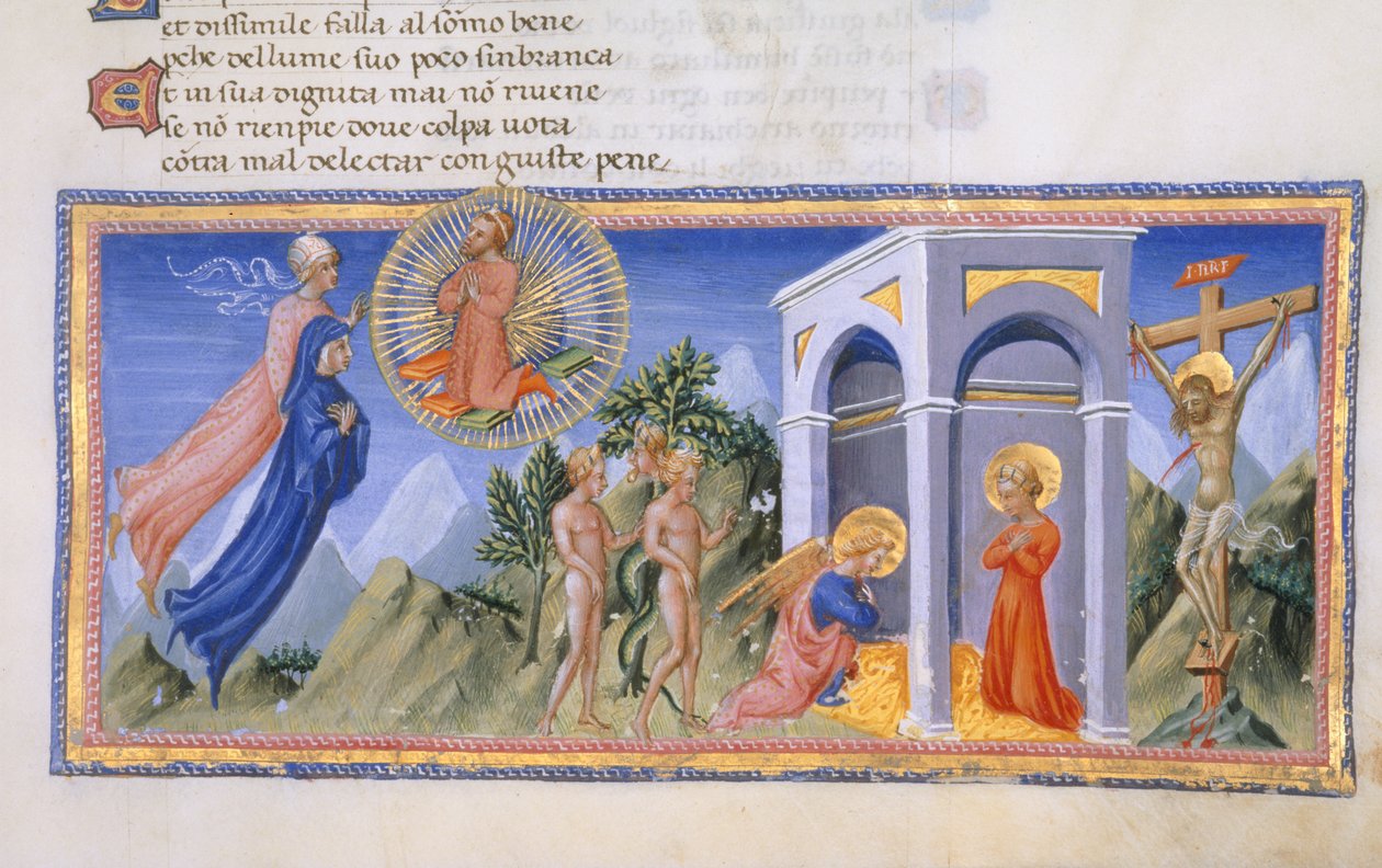 Yates Thompson 36, f.141 The Mystery of the Redemption, "Divina Commediasta", n. 1444-50 (vellum) tekijältä Italian School