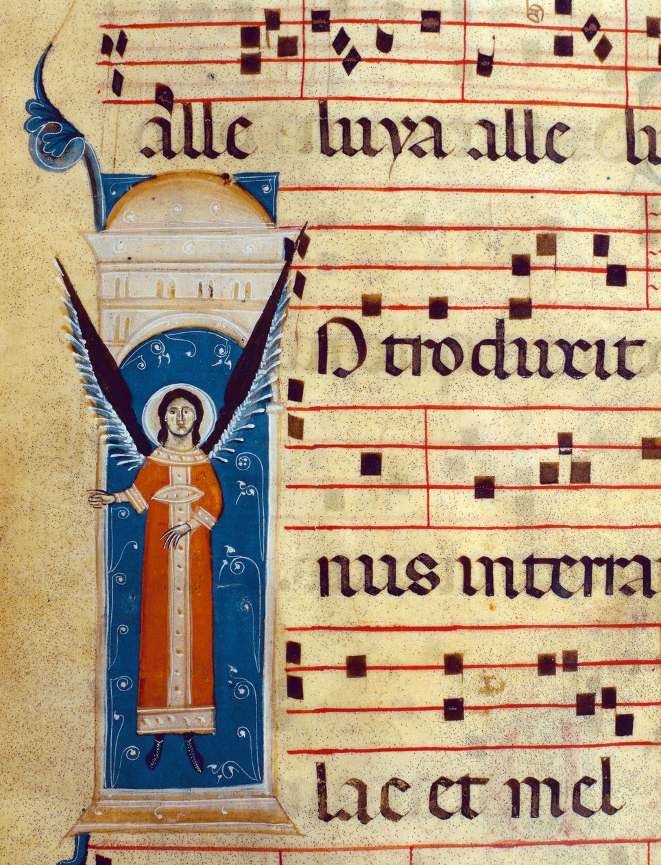 fol 4v. Yksityiskohta enkelistä Gradualista, n. 1260 (yksityiskohta numerosta 415713) tekijältä Italian School