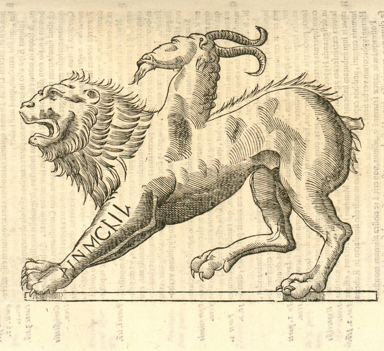kuva Monstrosae cuiusdam Chimaeraesta Aldrovandis History of Monsters , 1642 tekijältä Italian School