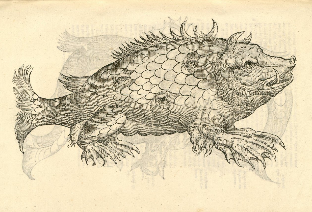 kuva Monstrosus Sur marinuksesta Aldrovandis History of Monsters , 1642 tekijältä Italian School