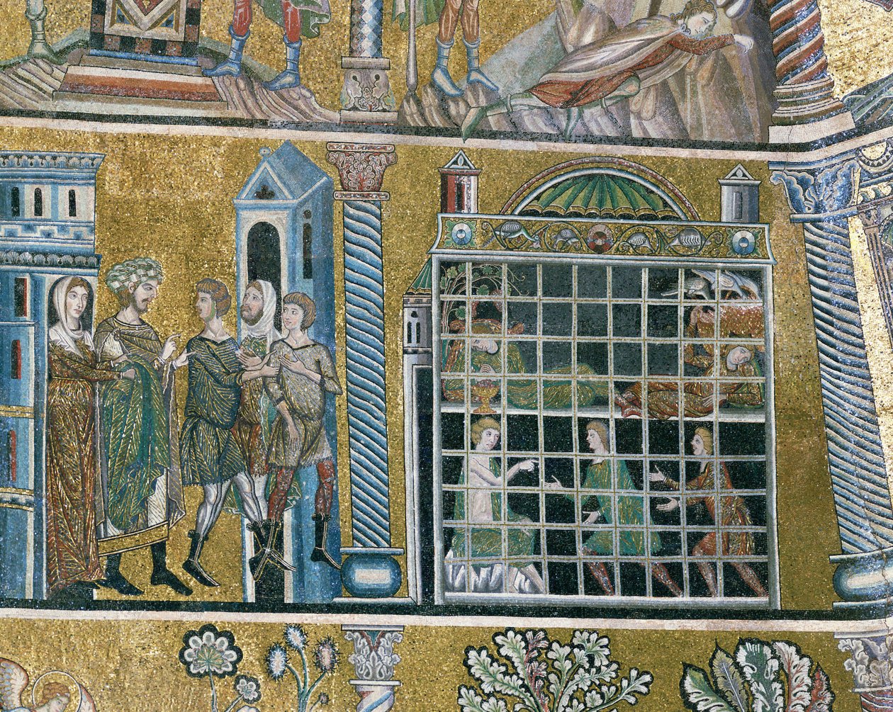 Joosef heitetään vankilaan (mosaiikki) tekijältä Italian school