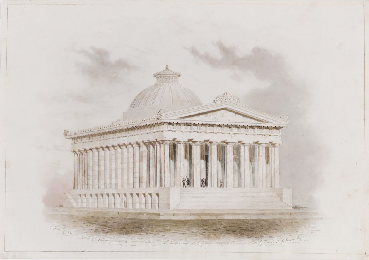 U.S. Custom House, New Yorkin näkökulma, 1834 tekijältä Ithiel Town