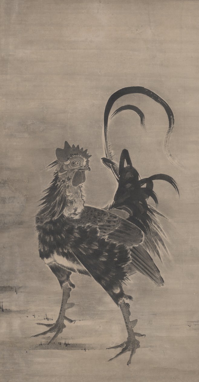 Kukot, kanat ja poikaset, parin vasen, 1795 tekijältä Ito Jakuchu