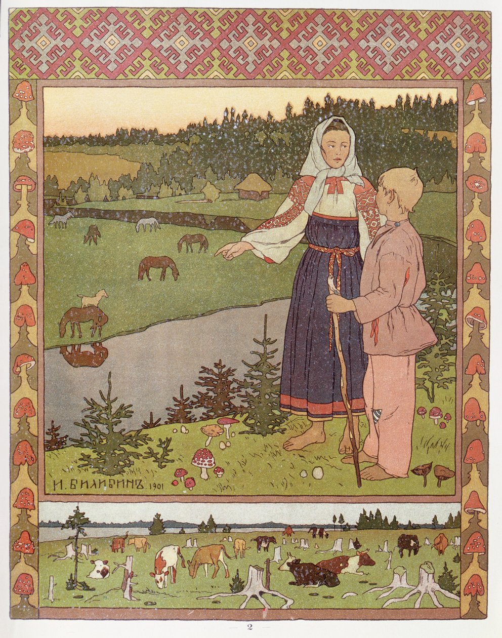 Alionouchka ja Ivanouchka, 1901 tekijältä Ivan Yakovlevich Bilibin