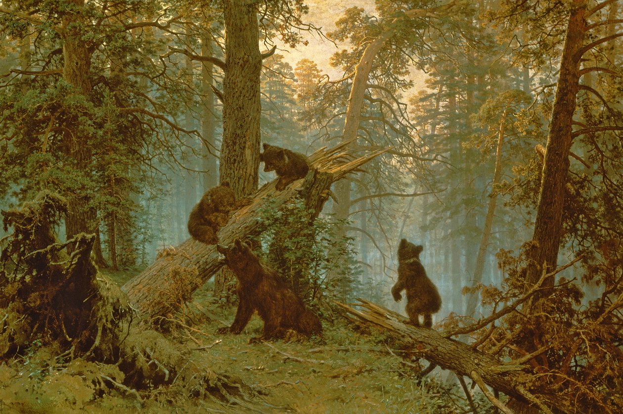 Aamu mäntymetsässä, 1889 tekijältä Ivan Ivanovich Shishkin