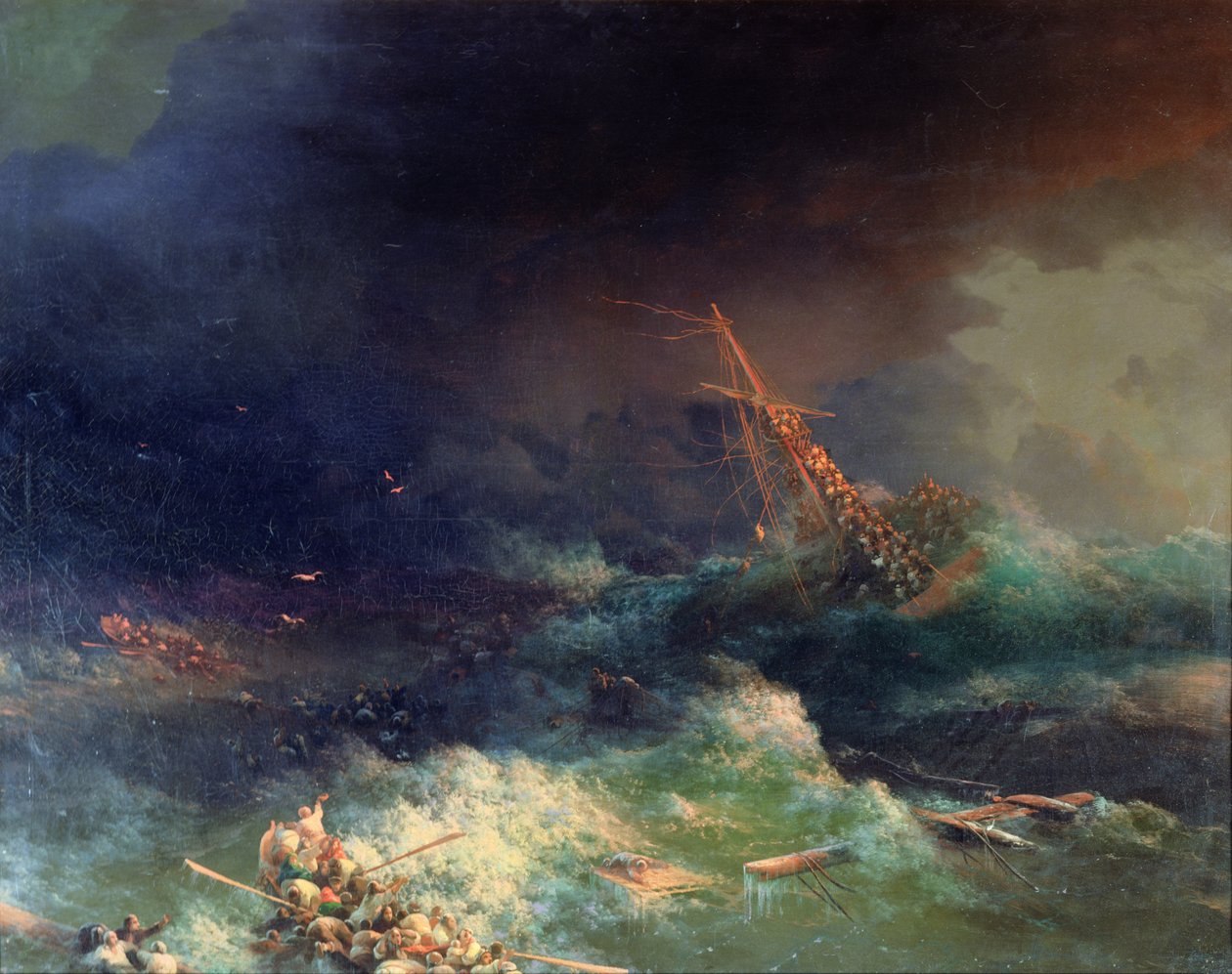 Liner Ingermanlandin katastrofi Skagerrakessa lähellä Norjaa 30. elokuuta 1842 tekijältä Ivan Konstantinovich Aivazovsky