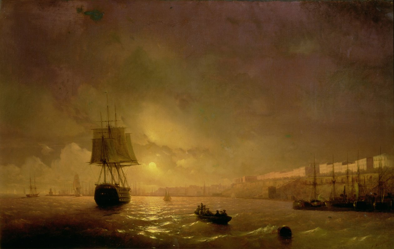Näkymä Odessasta kuunvalossa, 1846 tekijältä Ivan Konstantinovich Aivazovsky