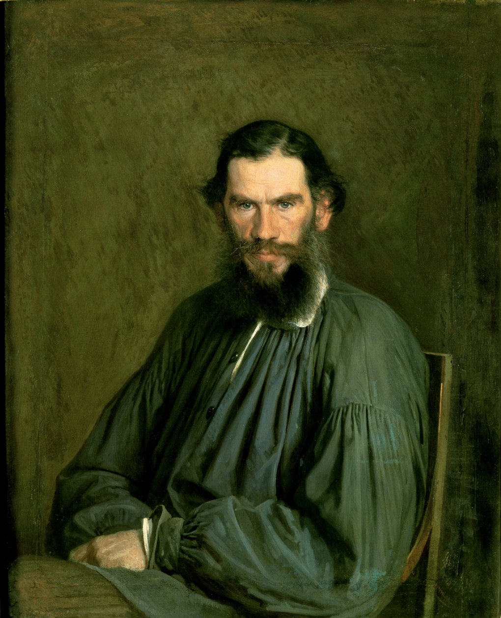 Kreivi Lev Nikolajevitš Tolstoin (1828-1910) muotokuva 1873 tekijältä Ivan Nikolaevich Kramskoy
