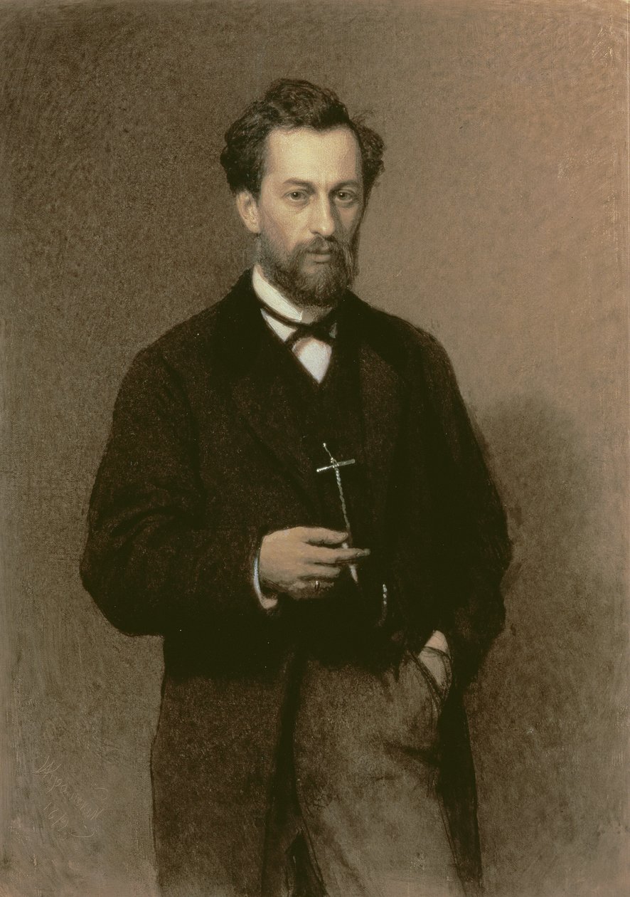 Muotokuva Mihail Konstantinovitš Klodtista (1832-1902), 1871 tekijältä Ivan Nikolaevich Kramskoy