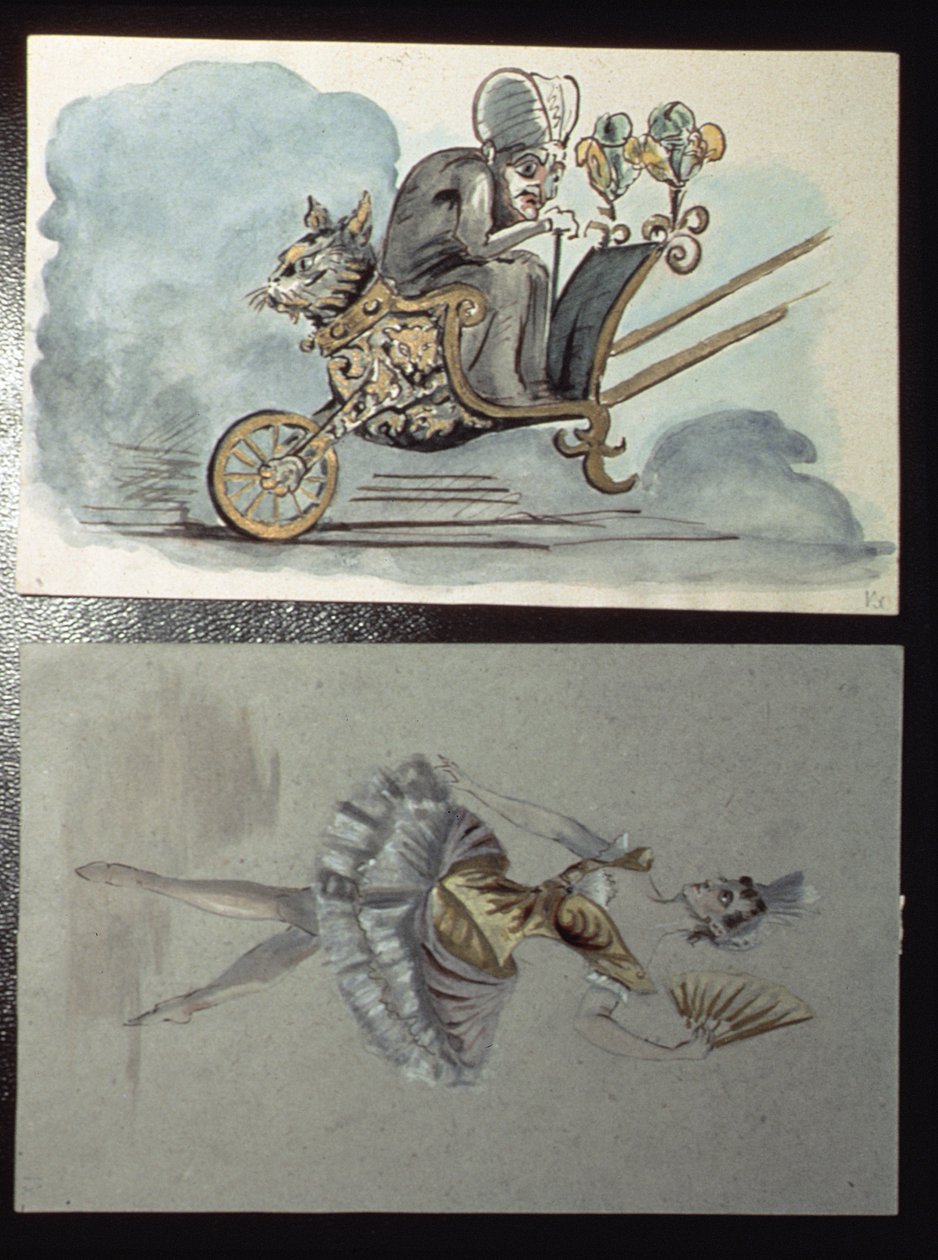 Pukusuunnittelu Tšaikovskin (1840-1893) balettiin "Sleeping Beauty" n. 1890 tekijältä Ivan Vsevolozhsky