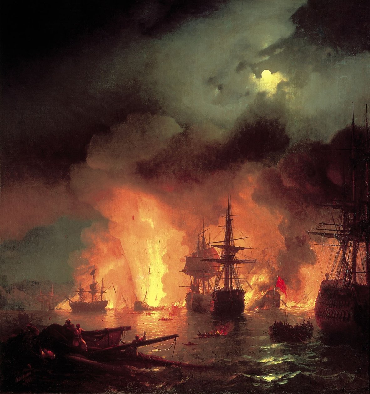 Çesmen taistelu yöllä tekijältä Ivan Aivazovsky