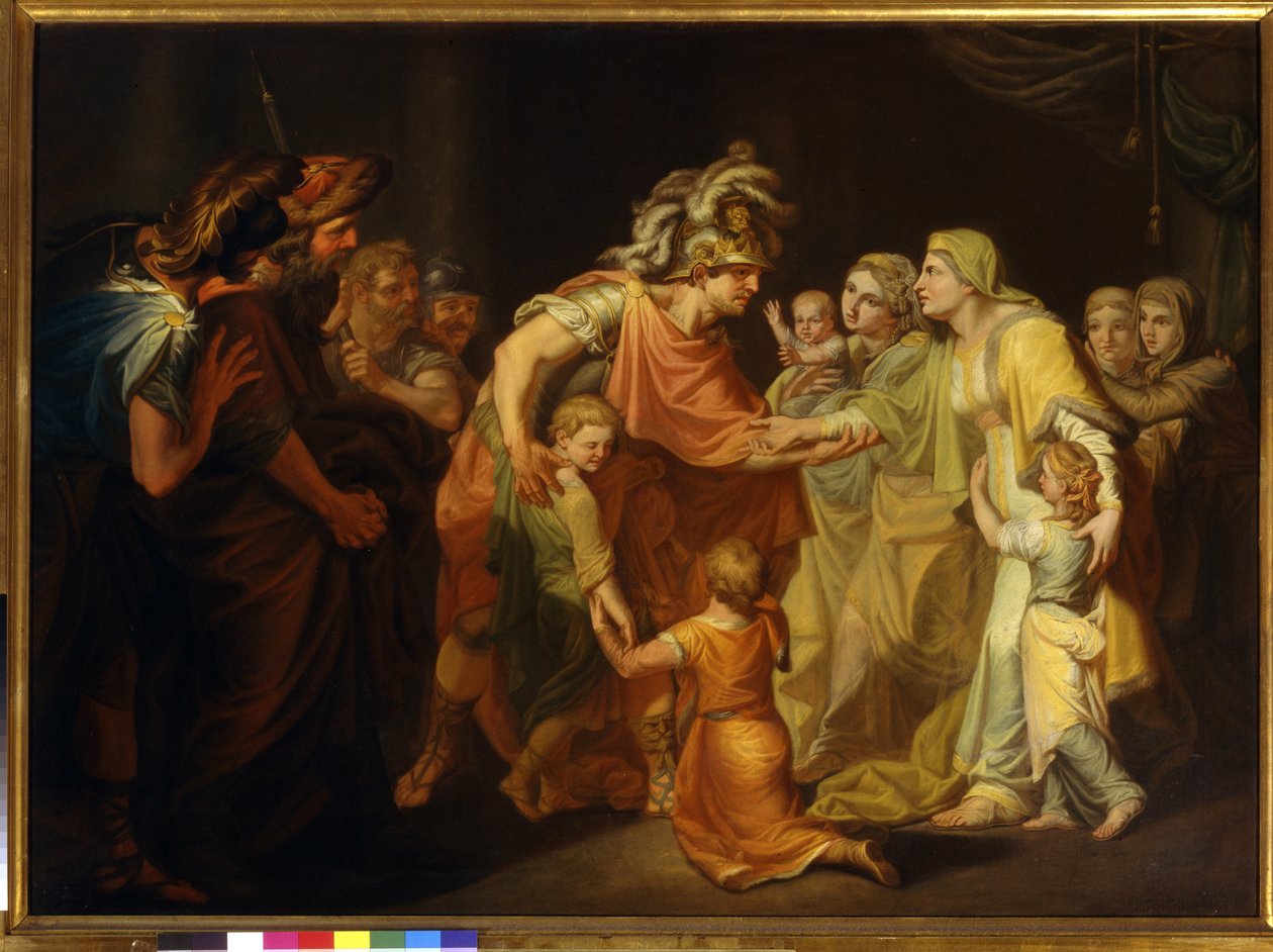 Venäjän ruhtinas Svjatoslav I (n. 945-972) löytää perheensä Kiovasta vuoden 967 Tonavan kampanjan jälkeen. Ivan Akimovich Akimovin (1754-1814) maalaus tekijältä Ivan Akimovich Akimov