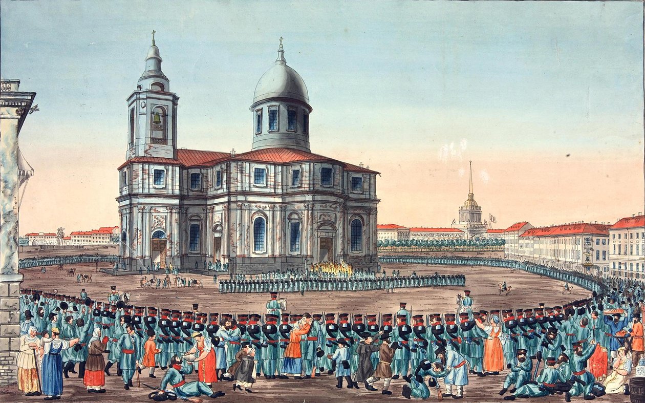 Kansanmiliisi vastaanotettiin Pietarin Iisakin aukiolla 1815 tekijältä Ivan Alexeyevich Ivanov