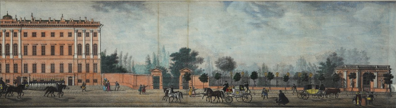Anichkovin palatsi. Panoraama Nevski Prospektilta, 1830 tekijältä Ivan Alexeyevich Ivanov