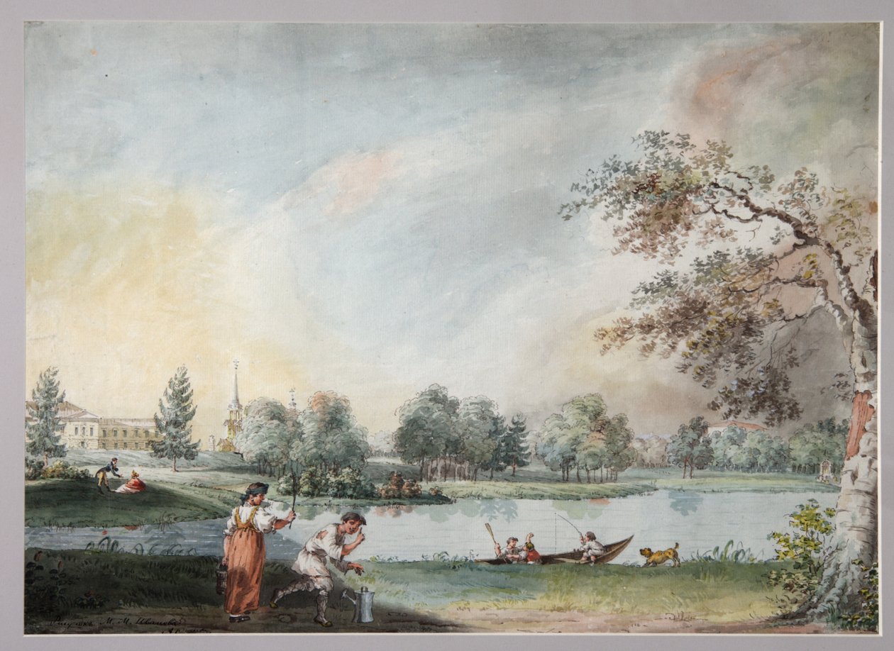 Lammet ennen kreivi Aleksei Kirillovitš Razumovskin kaupunkitilaa Moskovassa, 1800-luvun alku tekijältä Ivan Alexeyevich Ivanov