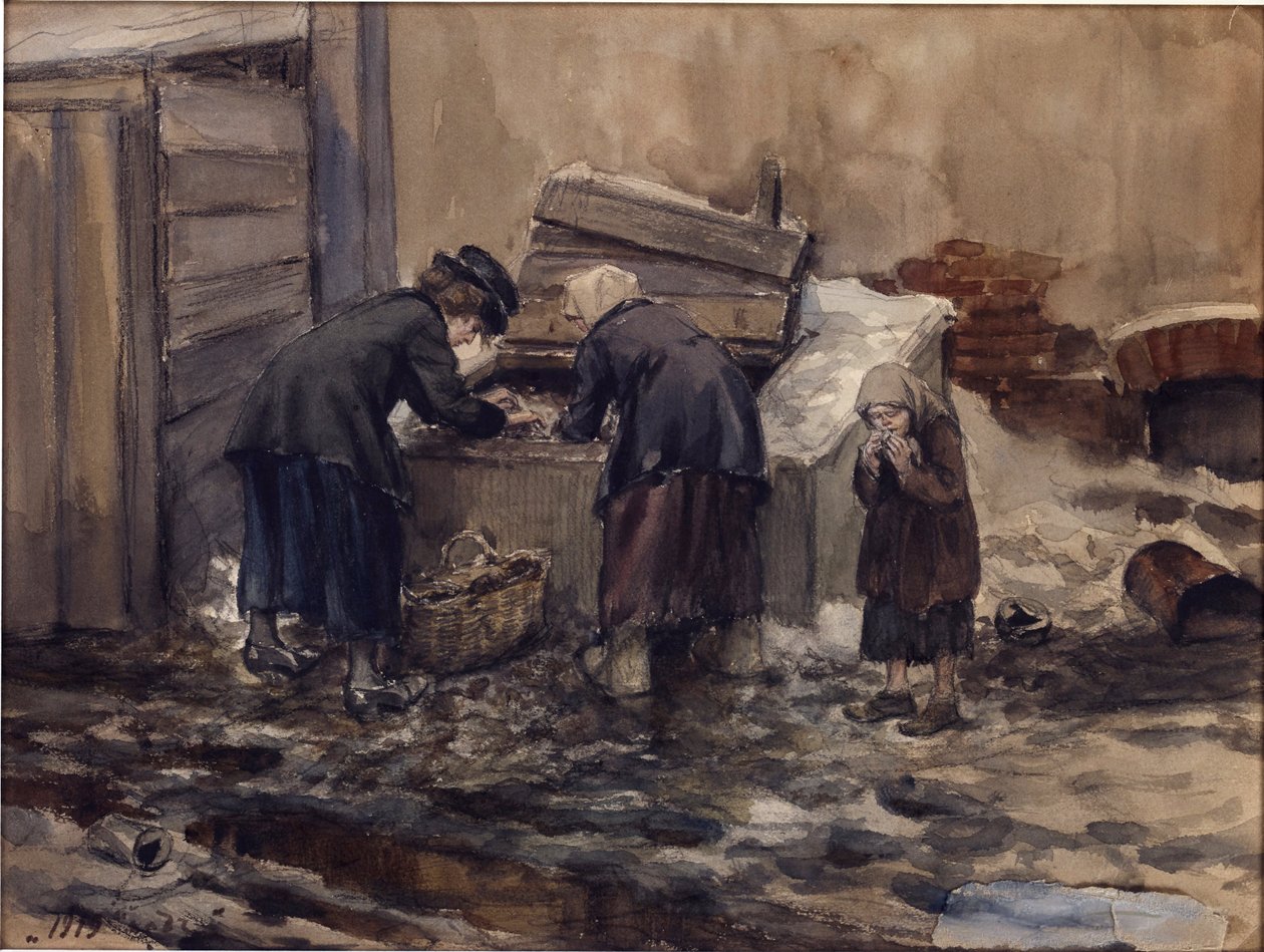 Nälkävuodet Petrogradissa, Vladimirov, Ivan Aleksejevitš (1869-1947). Akvarelli, guassi paperille tekijältä Ivan Alexeyevich Vladimirov