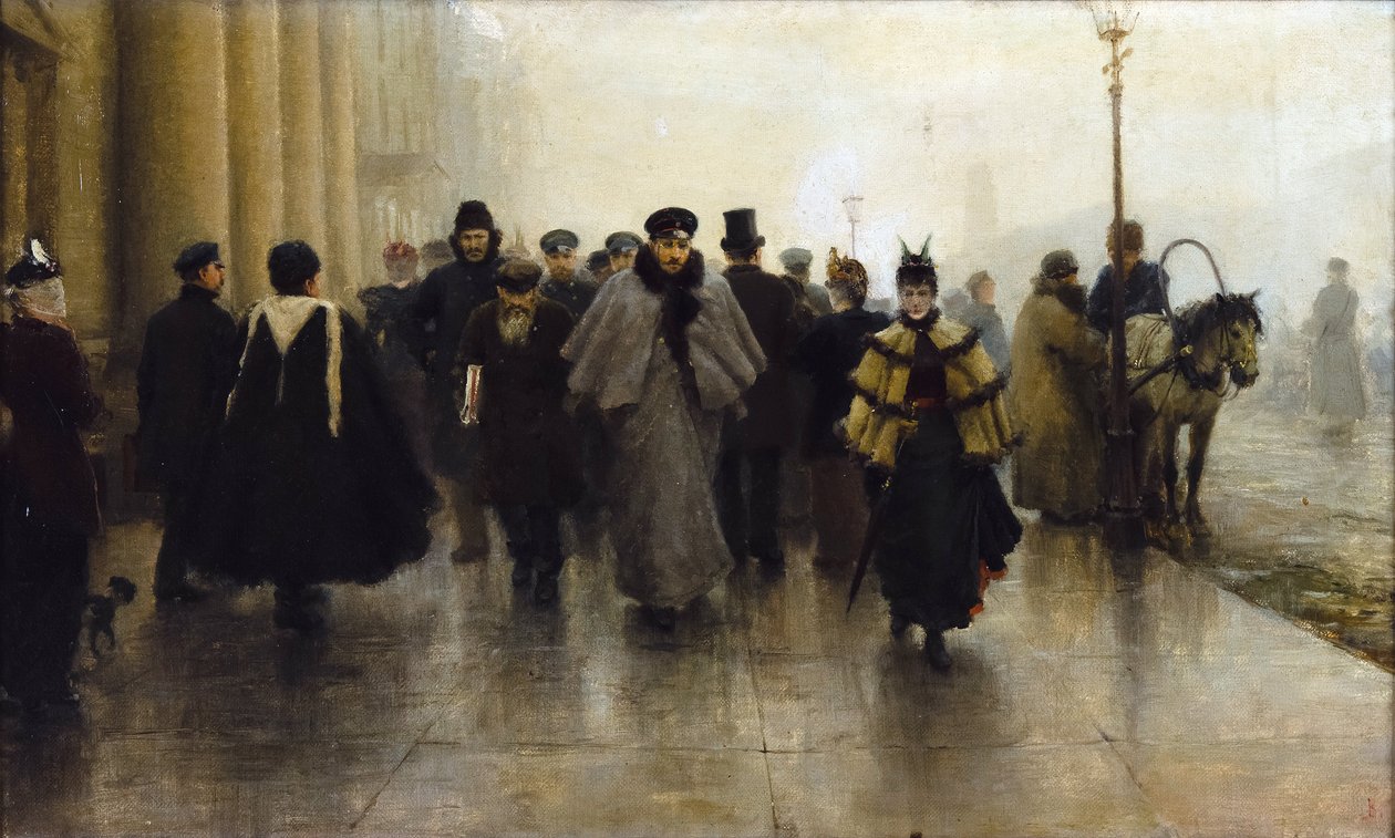 La perspektiivi Nevski - Nevski Prospekt - Ivan Aleksejevitš Vladimirov (1869-1947). Öljy kankaalle, 1890-luvun alku. Mitat: 41x68 cm Yksityinen kokoelma tekijältä Ivan Alexeyevich Vladimirov