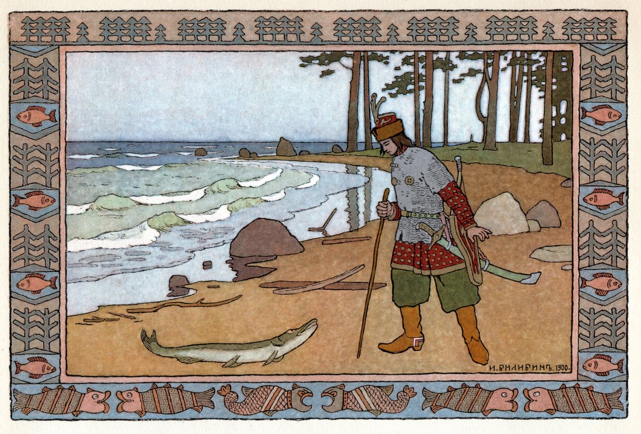 Prinsessa ja sammakko, n. 1899 (litografia) tekijältä Ivan Yakovlevich Bilibin