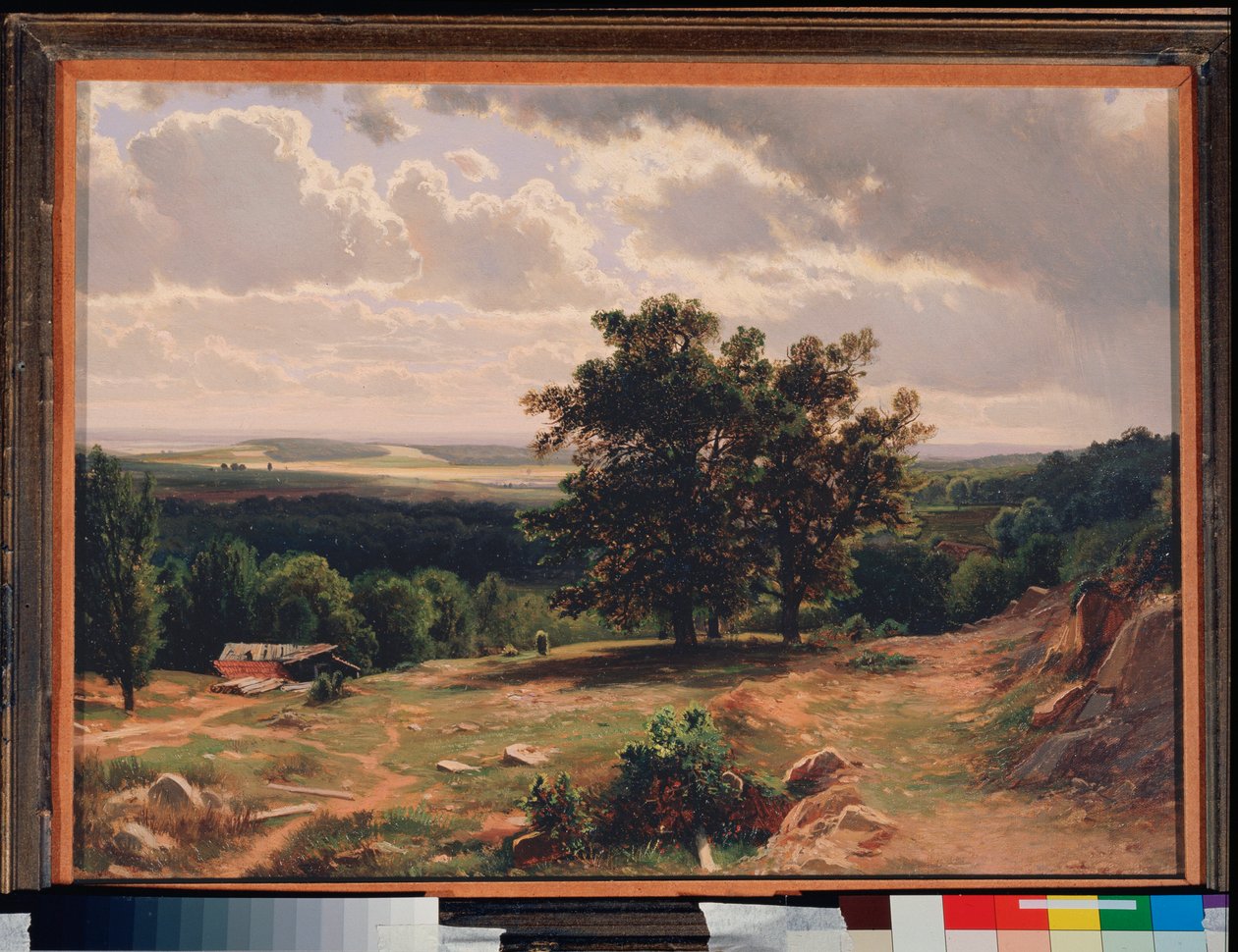 Tammet, Maisema lähellä Düsseldorfia (Saksa) - Oaks, Maisema lähellä Düsseldorfia - Maalaus Ivan Ivanovich Shishkin (Chichkine) (1832-1898), öljy puulle tekijältä Ivan Ivanovich Shishkin