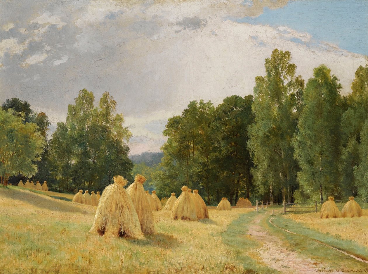 ""Meules de foin a Preobrajenskoie, Russie"" (Heinäsuovat, Preobrazhenskoe) Peinture d