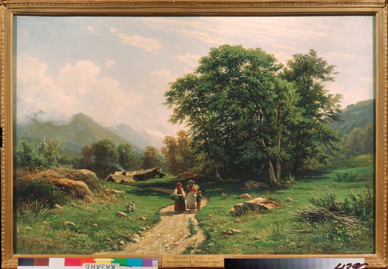 Vue en Suisse (Näkymä Sveitsissä) - Ivan Ivanovich Shishkin (Shishkin) (1832-1898) maalaus, öljy kankaalle tekijältä Ivan Ivanovich Shishkin