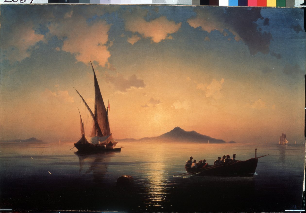 La baie de Naples (Napolin lahti) (Italia). Ivan Konstantinovich Aivazoskyn kuva (Ivan Konstantinovitch Aivazovski tekijältä Ivan Konstantinovich Aivazosky