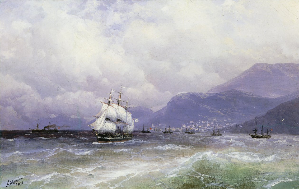 Rannikkomaisema ja lähetykset Trebizondista, 1888 tekijältä Ivan Konstantinovich Aivazovsky
