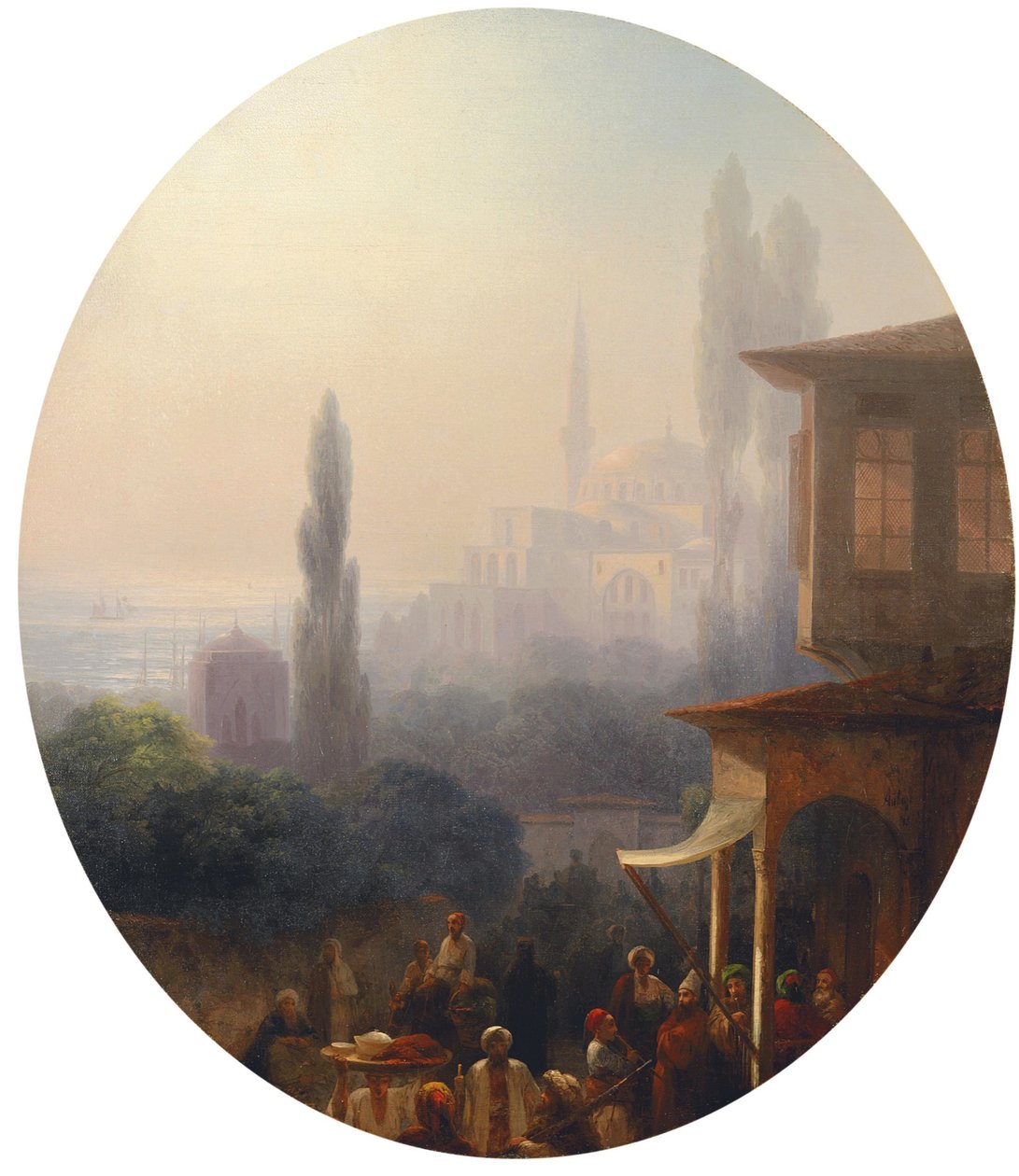 Markkinapaikka Konstantinopolissa, Hagia Sofia takana, 1860 tekijältä Ivan Konstantinovich Aivazovsky