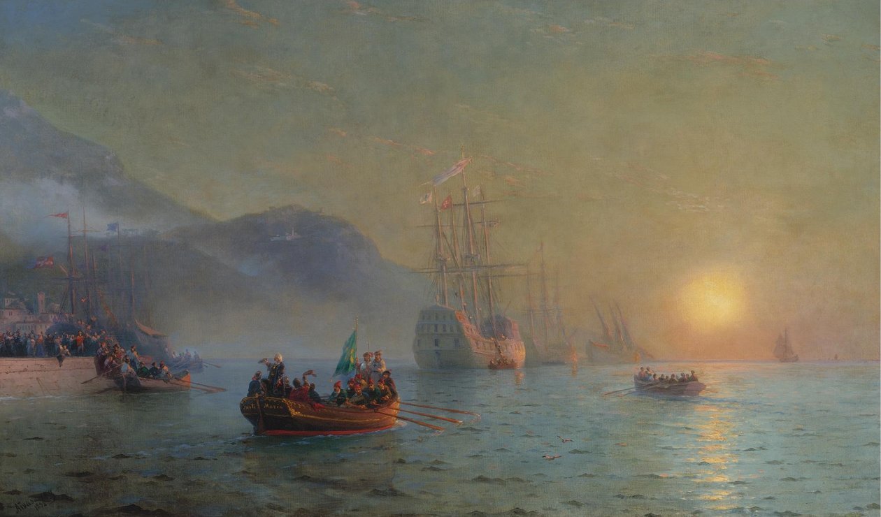 Christopher Columbus purjehtii Paloksesta, 1892 tekijältä Ivan Konstantinovich Aivazovsky