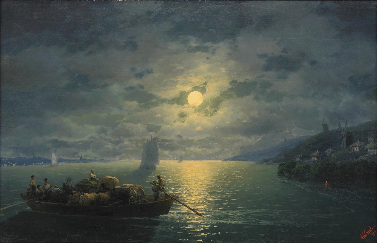 Dnepr-joen ylitys kuutamoisena yönä 1897 tekijältä Ivan Konstantinovich Aivazovsky