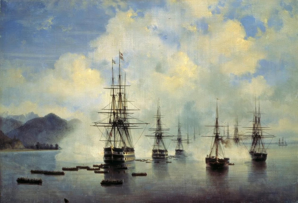 Die Landung Generals N.Raewski bei Subaschi im Juli 1839. tekijältä Ivan Konstantinovich Aivazovsky