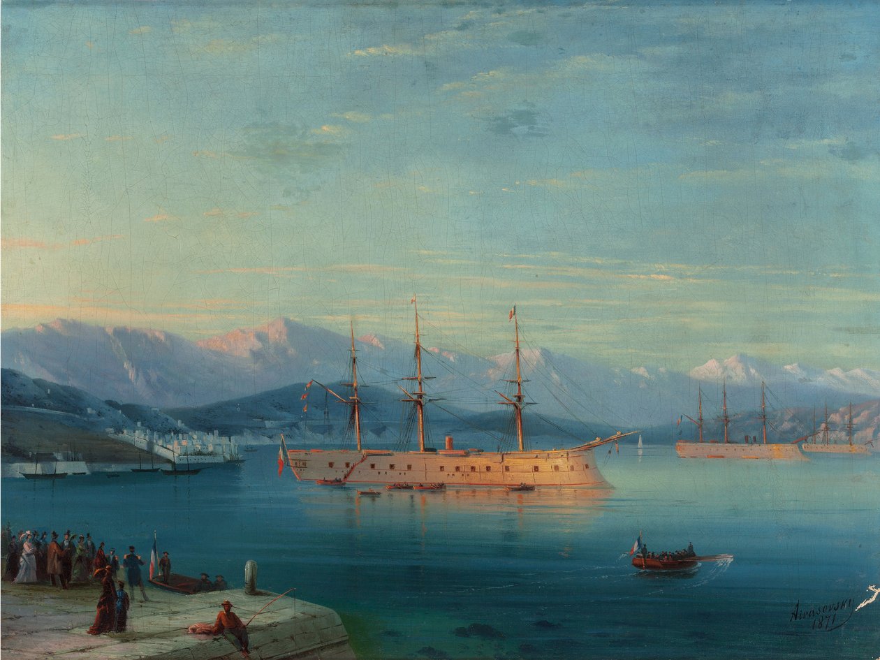 Ranskalaiset laivat lähtevät Mustaltamereltä 1871 (öljy kankaalle) tekijältä Ivan Konstantinovich Aivazovsky