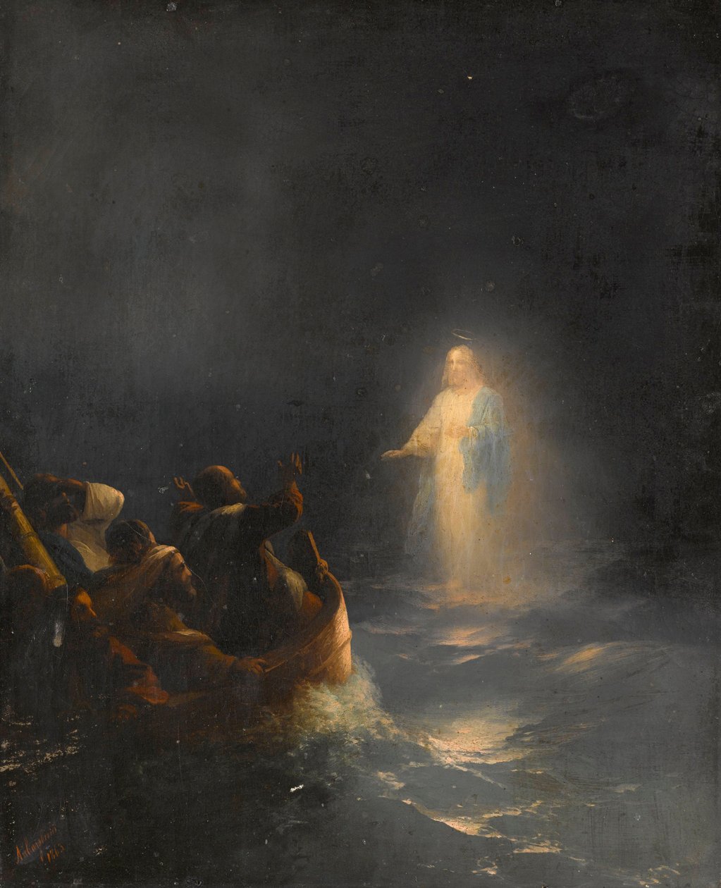 Jeesus kävelee veden päällä - Jeesus kävelee veden päällä, kirjoittanut Aivazovsky, Ivan Konstantinovich (1817-1900). öljy kankaalle tekijältä Ivan Konstantinovich Aivazovsky