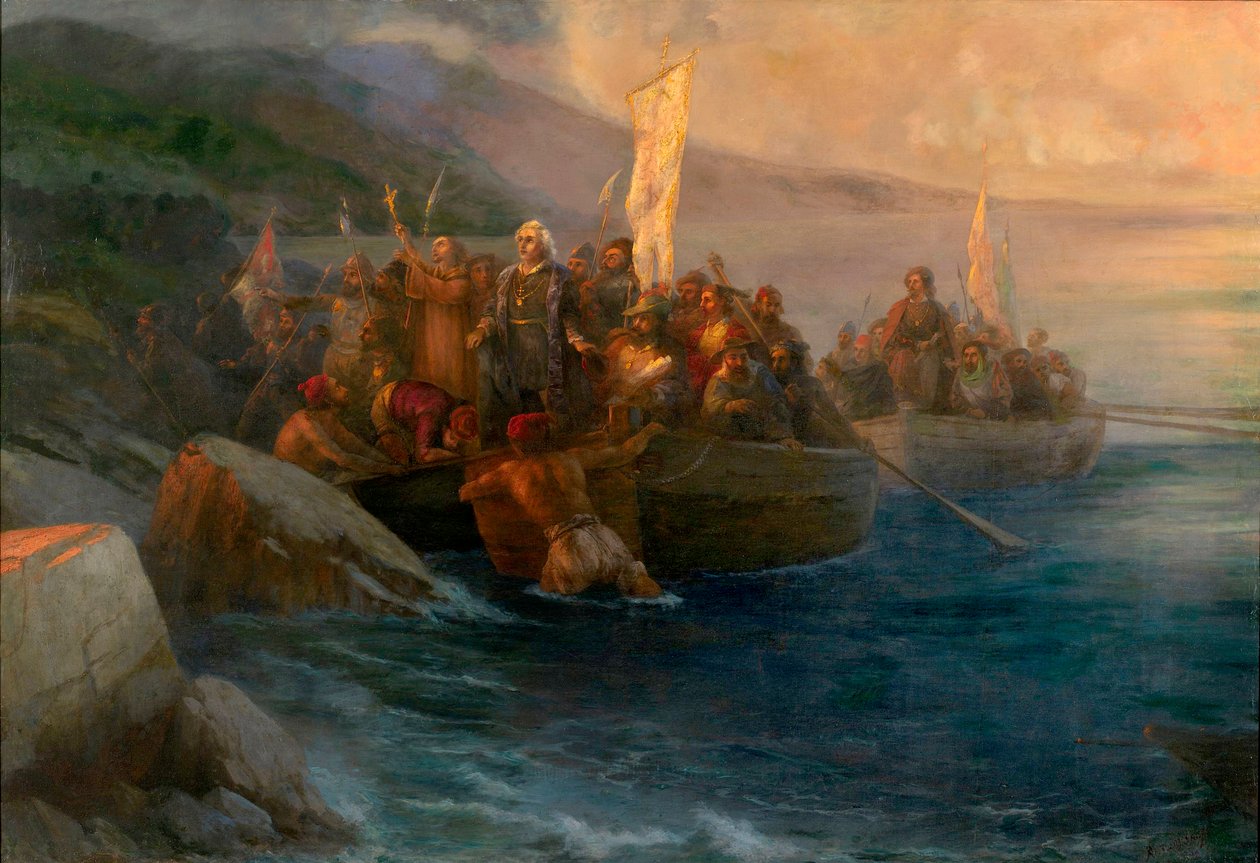 "" Tutkija Christopher Columbuksen (1451-1506) saapuminen Amerikkaan tekijältä Ivan Konstantinovich Aivazovsky