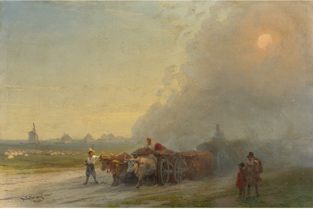Härkäkärryt Ukrainan aroilla tekijältä Ivan Konstantinovich Aivazovsky