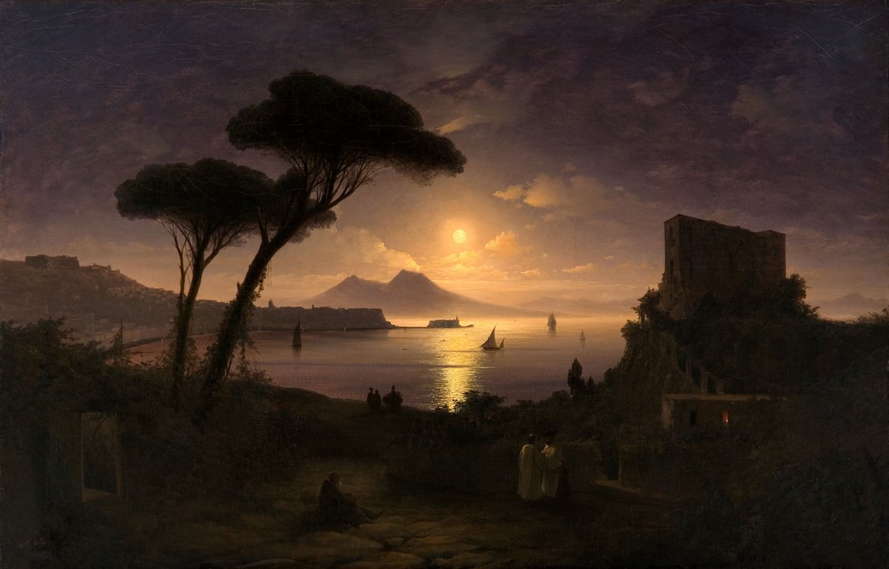Napolinlahti kuutamoisena yönä, 1842 tekijältä Ivan Konstantinovich Aivazovsky