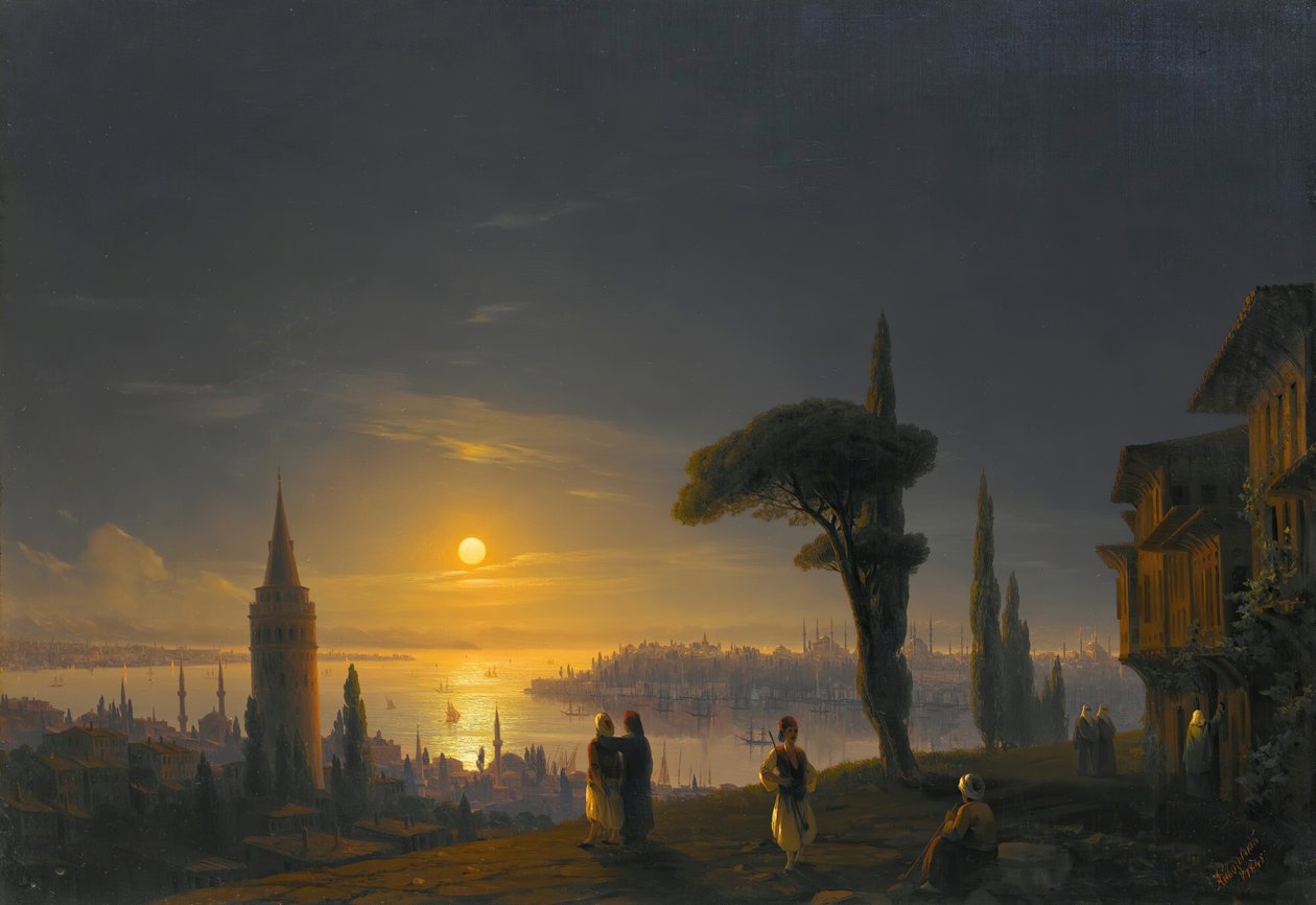 Galata-torni kuutamolla, 1845. tekijältä Ivan Konstantinovich Aivazovsky