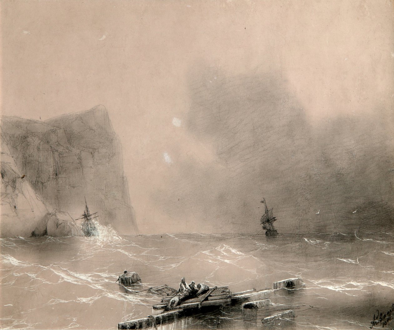 Brittiläisen laivaston katastrofi Balaclavan rannikolla 14. marraskuuta 1854 1854 tekijältä Ivan Konstantinovich Aivazovsky